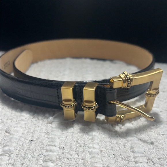 Vintage Brighton Elegant Black and Gold Women's Belt Size Small
